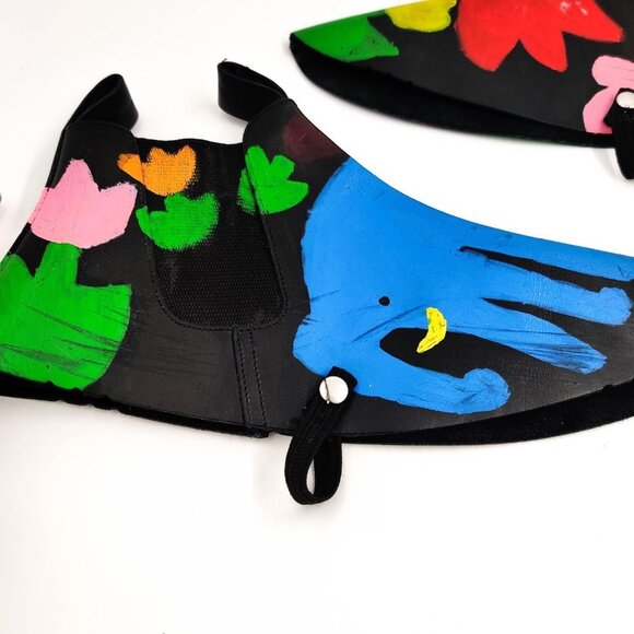 Comme des Garcons Handpainted Floral Spats Shoe Covers Runway SS14 - Picture 3 of 11